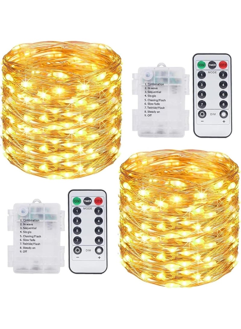 دونيكارت أضواء خرافية LED بيضاء دافئة بسلك نحاسي مع جهاز تحكم عن بعد | 8 أوضاع إضاءة، مؤقت ومخفت إضاءة | أضواء زينة للمنزل، غرفة النوم والحفلات - Image 1